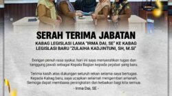 Serah Terima Jabatan Kabag Legislasi DPRD Boalemo, Irma Dai Serahkan Amanah kepada Zulaiha Kadjintuni