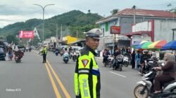 Satlantas Polres Boalemo Turun Tangan Amankan Arus Lalu Lintas di Sejumlah Titik Macet Tilamuta