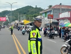 Satlantas Polres Boalemo Turun Tangan Amankan Arus Lalu Lintas di Sejumlah Titik Macet Tilamuta