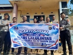Polantas Polres Boalemo Gelar Baksos, Bagikan Beras kepada Masyarakat