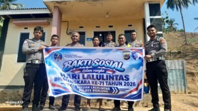Polantas Polres Boalemo Gelar Baksos, Bagikan Beras kepada Masyarakat
